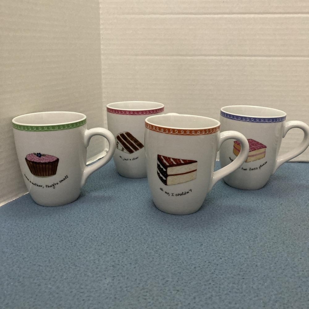 Boston Warehouse "Dessert Excuses" by Nancy Green Coffee Mugs - Set of 4